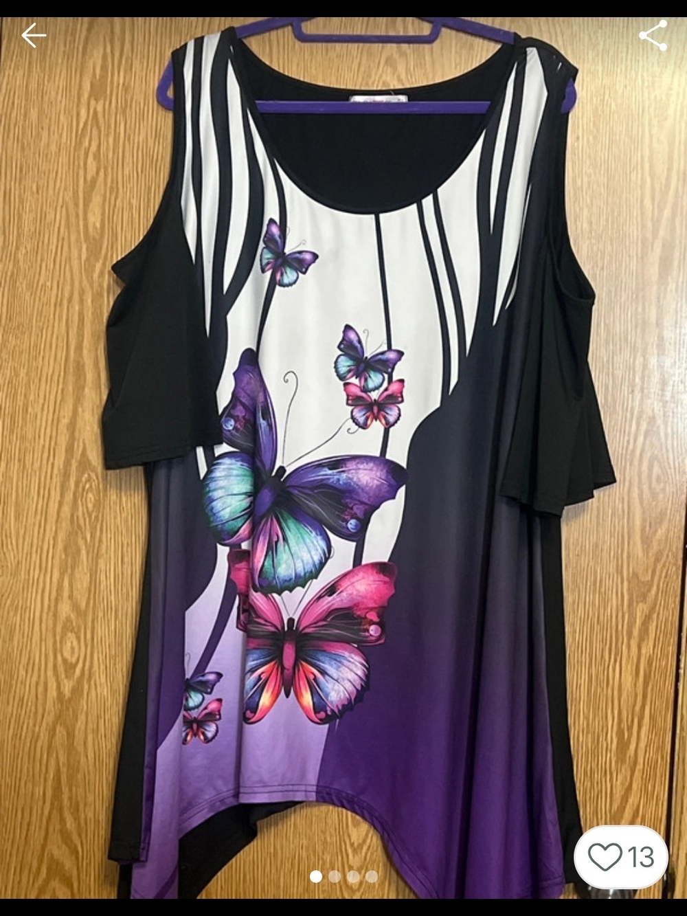 Rosegal Purple Ombre Cold-Shoulder Butterfly Tunic